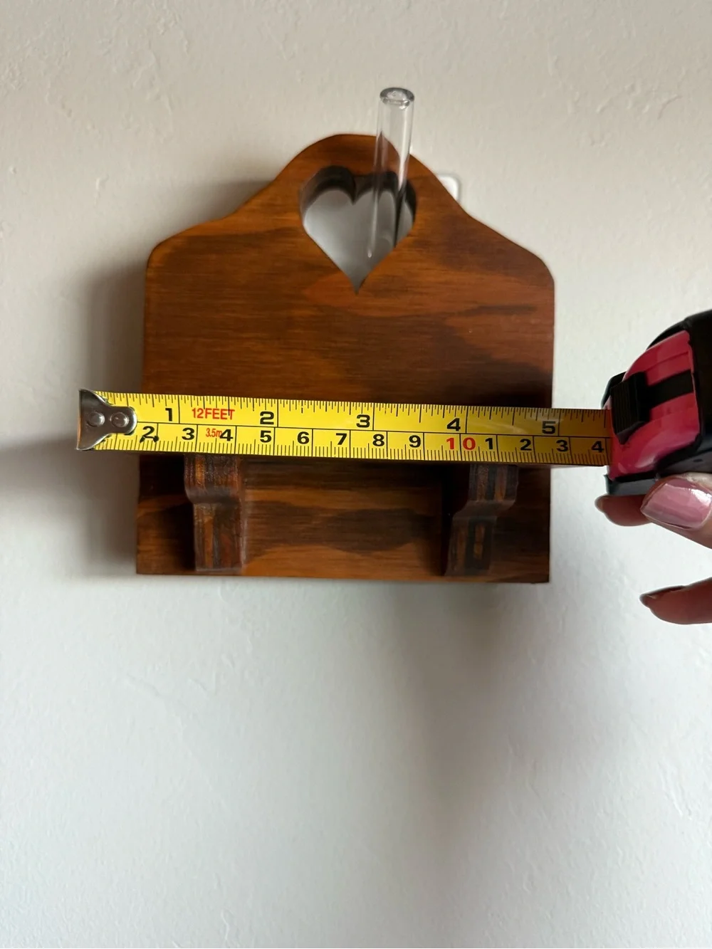 Cottagecore Handcrafted Wooden Heart Shelf - Brown Wall Accent